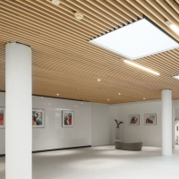 Кубообразный потолок с линейными LED светильниками